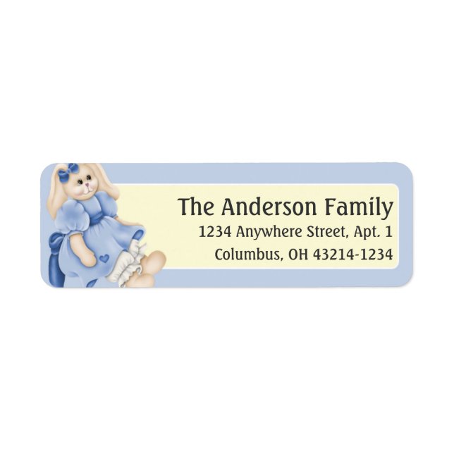 Påskhare Girl d9 Påsk Adressetiketters Returadress Etikett (Framsidan)