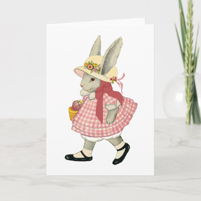 Påskhare Girl Helgkort (Framsida)