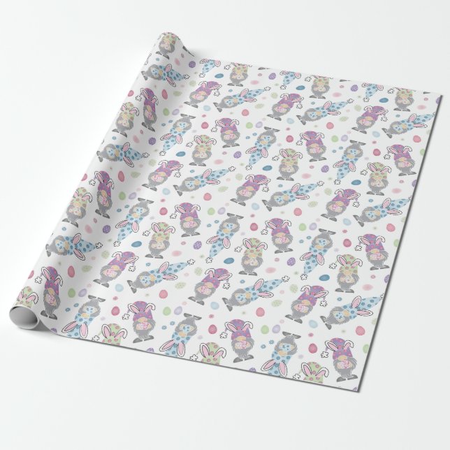 Påskhare Gnome Mönster Presentpapper (Utrullad)