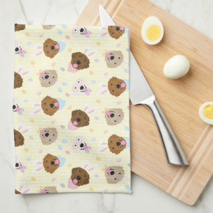 Påskhare Golden Retriever Mönster Kökshandduk