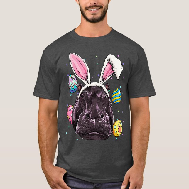 Påskhare Hippo Funny Påsk Hippo-gåvor T Shirt (Framsida)