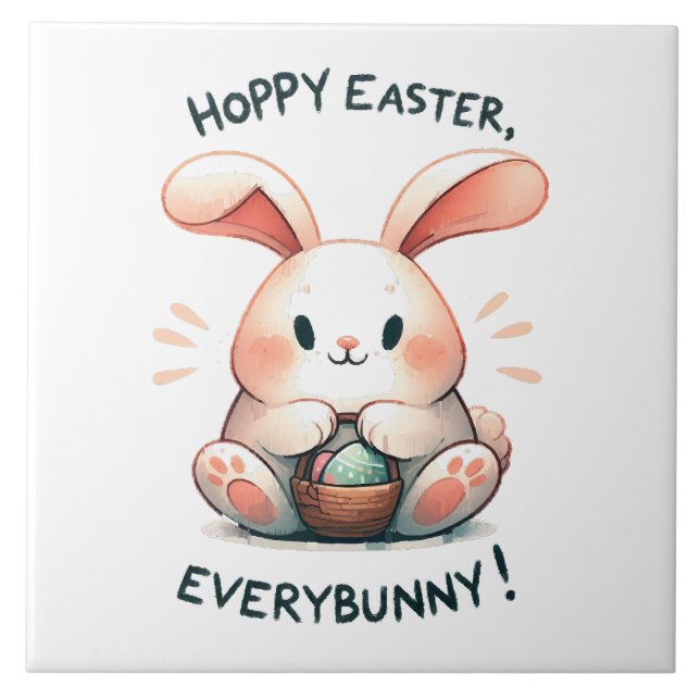 Påskhare Hoppy Påsk, Allbunny! Kakelplatta (Framsidan)