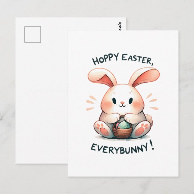 Påskhare Hoppy Påsk, Allbunny! Vykort (Fram/baksida)