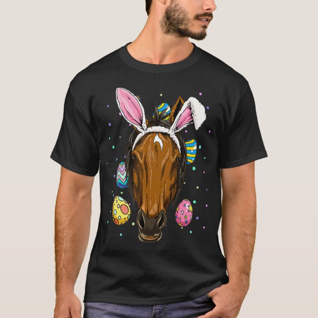 Påskhare Horse Funny Påsk Horse Lover T Shirt (Framsida)