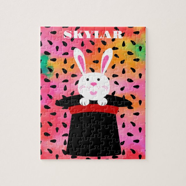 PÅSKHARE I HAT-PERSONLIG. JIGSAW PUZZLE PUSSEL (Vertikal)