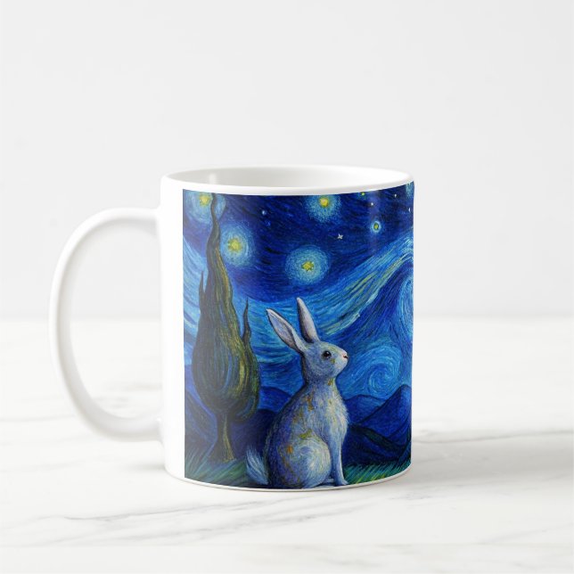 påskhare i Starry-natten Kaffemugg (Vänster)