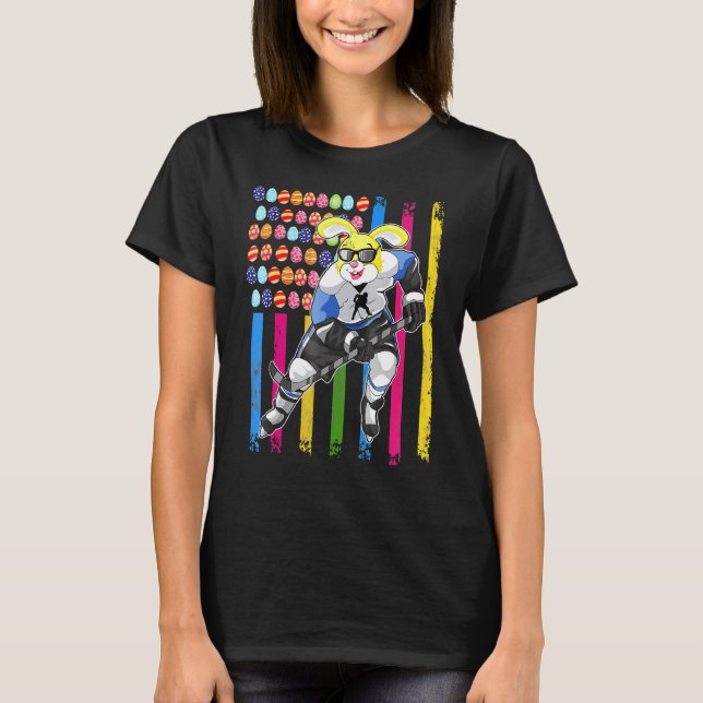 Påskhare Ice Hockey Stuffer Boys Girls Kid Ame T Shirt (Framsida)
