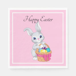 Påskhare Kanin Basket i Eggs Party Pappersservett
