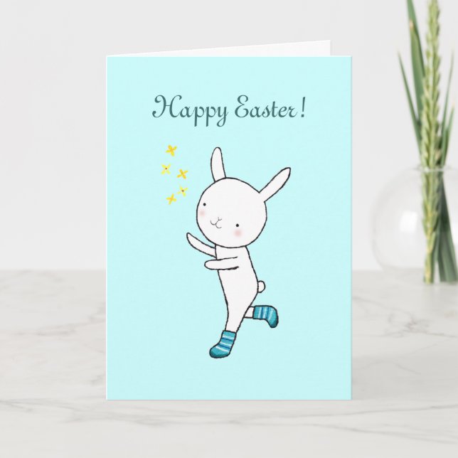 Påskhare Kanin Cute Glad påsk Card Helgkort (Framsida)