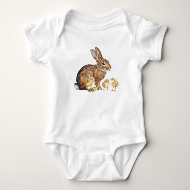 Påskhare Kanin med Påsk Chickar T Shirt (Framsida)