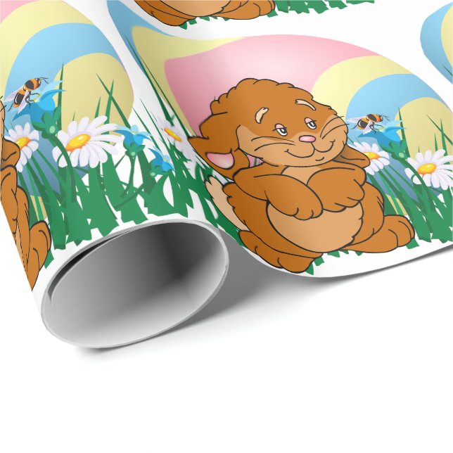 Påskhare, kanin och Påskägg Presentpapper (Rullad Hörn)