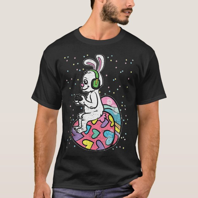 Påskhare-kanin-spelspelare för videospel med kontr t shirt (Framsida)