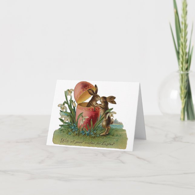 Påskhare Kiss-Vintage Helgkort (Framsida)
