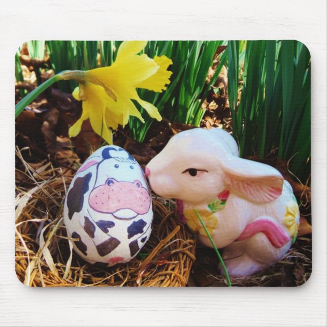 Påskhare kyssar Kow Egg Musmatta (Framsidan)