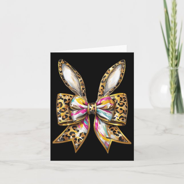 Påskhare Leopard Coquette Bow Glad påsk Gir Kort (Framsida)