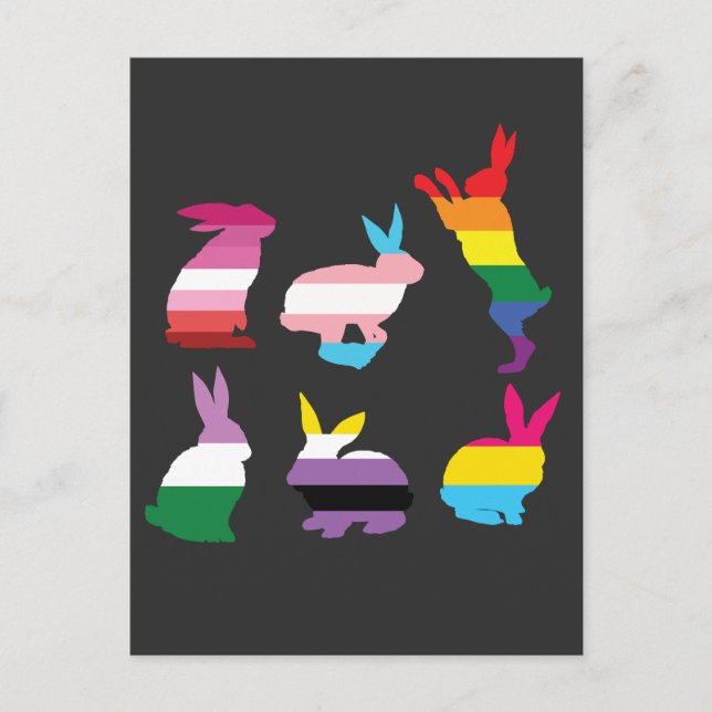 Påskhare LGBTQ Pride Rainbow Rabbit Gift Inbjudan Vykort (Framsida)