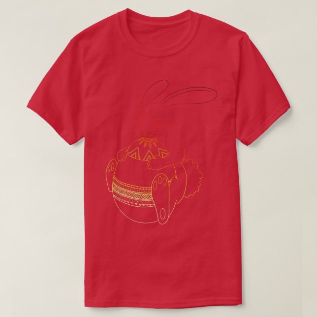 Påskhare med ägg i färg i solnedgång t shirt (Design framsida)