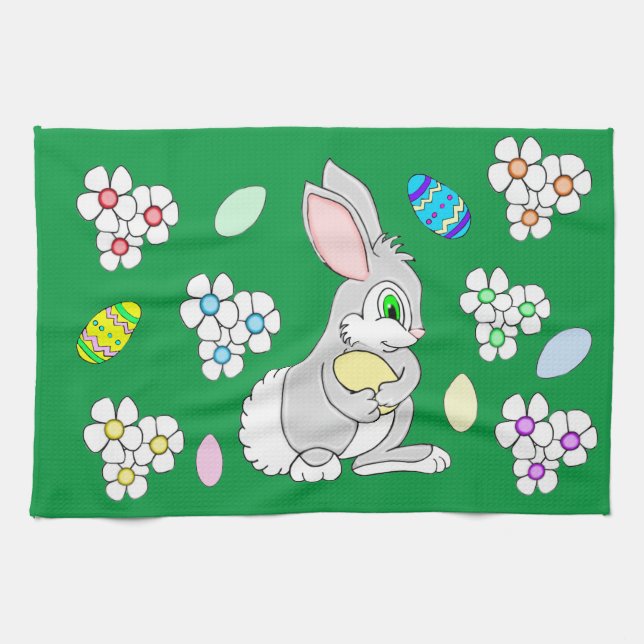 Påskhare med ägg och Daisyns kökshandduk (Horisontell)