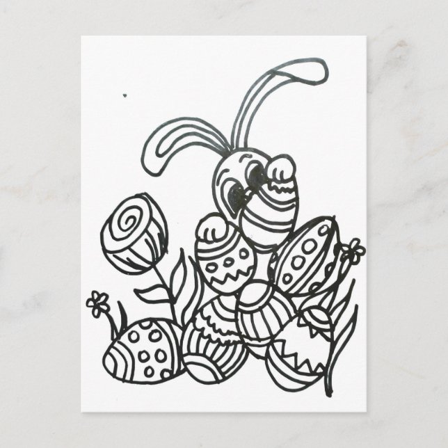 Påskhare med ägg vykort (Framsida)