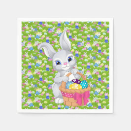Påskhare med Basket Egg Hunt Party Papper Pappersservett