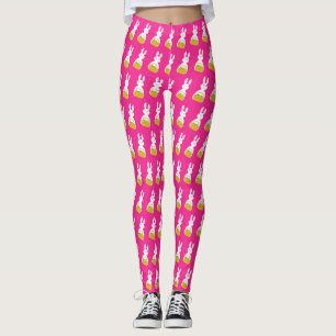 Påskhare med Basket Fuchsia-bakgrund Leggings