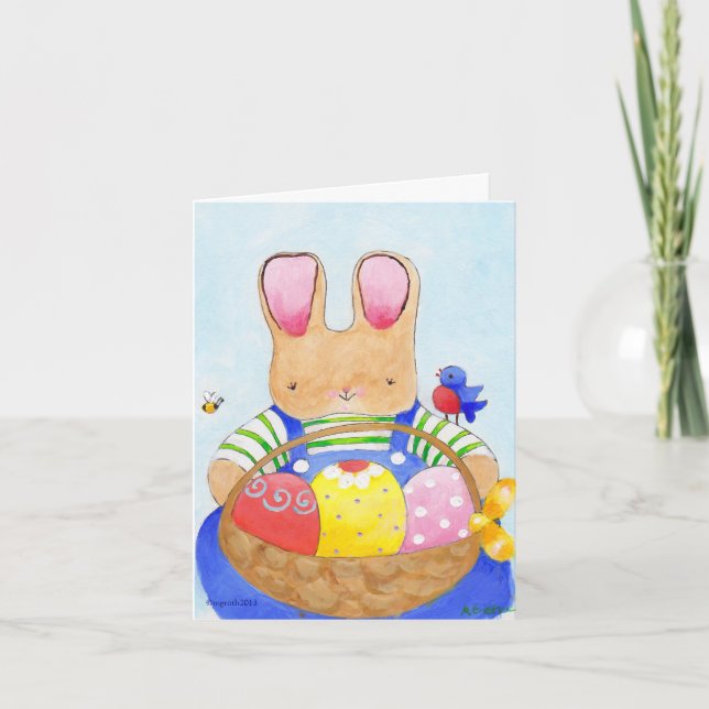 Påskhare med basket Helgdag Card Helgkort (Framsida)