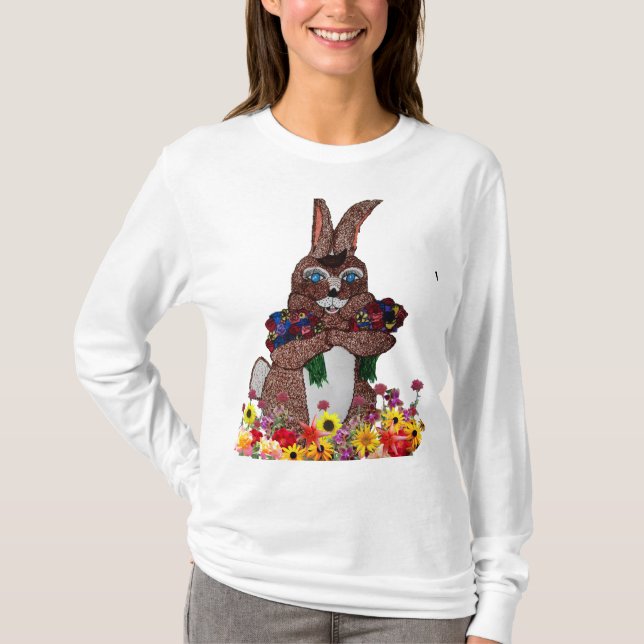 PÅSKHARE MED BLOMMMOR T-Shirt (Framsida)