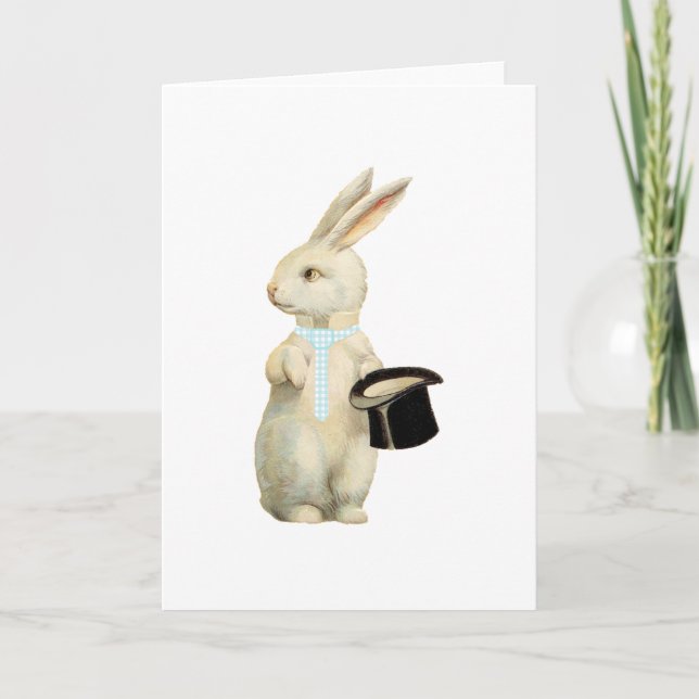 Påskhare med Blue Gingham Tie Helgkort (Framsida)