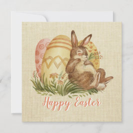 Påskhare med Färgad Eggs vattenfärgkort