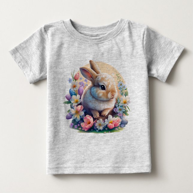 Påskhare med Flowers, vår Bunny påsk-dagen T Shirt (Framsida)