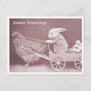 påskhare med kyckling och ägg vykort