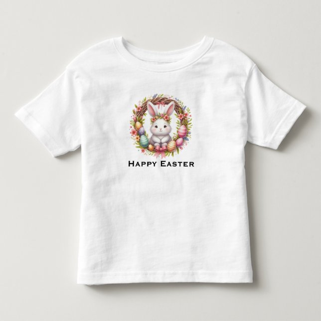 Påskhare med Påskägg och Blommigt Utandning T Shirt (Framsida)