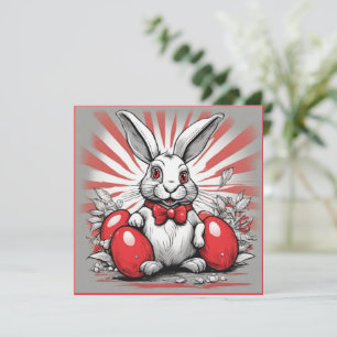 Påskhare med röda ägg julkort
