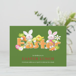 Påskhare med roliga texttecken inbjudningar
