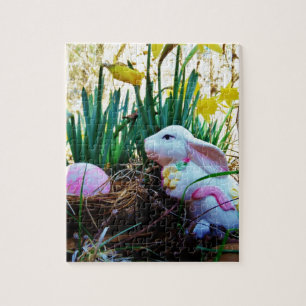 Påskhare med rosa ägg pussel