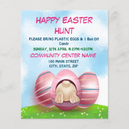 Påskhare med Rosa Rand Egg Påsk Flygblad