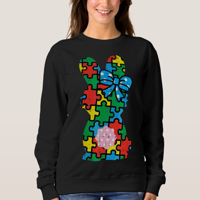 Påskhare Medvetenhet om Rabbit Puzzle Autism Kvinn T Shirt (Framsida)