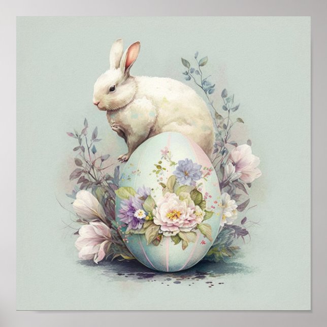 Påskhare mellan blommor poster (Framsidan)