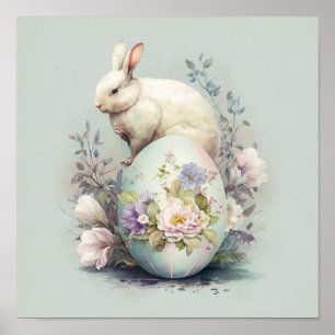 Påskhare mellan blommor poster