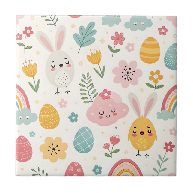 Påskhare Mönster Kakelplatta (Framsidan)