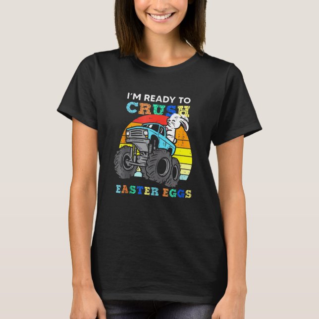 Påskhare Monster Lastbil Sunset Retro Boys Kids T Shirt (Framsida)