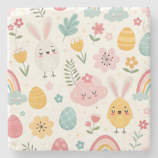 Påskhare Mönster Stenunderlägg (Framsidan)