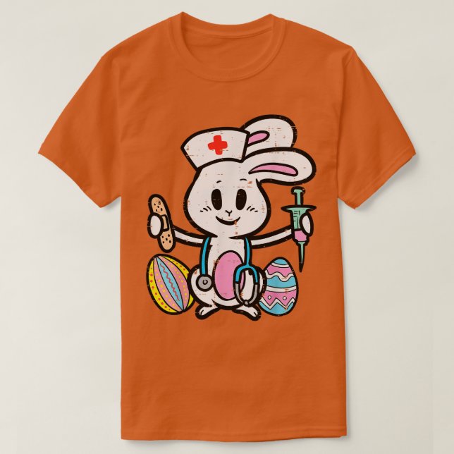 Påskhare Nurse Stethoscope Cute Rabbit SCrub T Shirt (Design framsida)