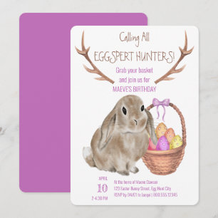 Påskhare och ägg Eggspert Hunters Birthday Inbjudningar