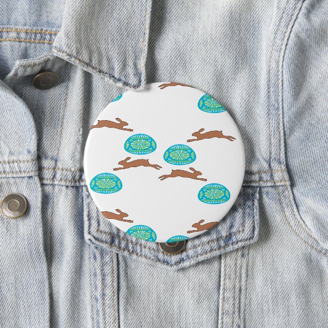 påskhare och ägg på vita knapp (In Situ)