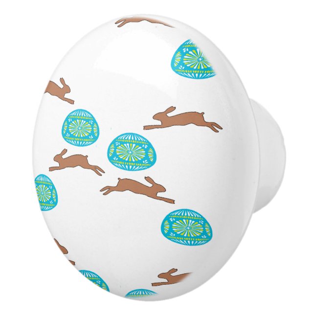 påskhare och ägg på vita knopp (Höger)