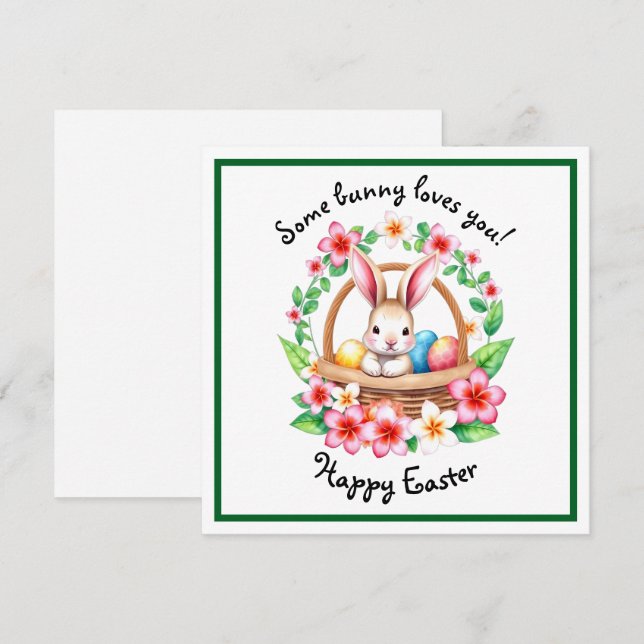 Påskhare och basket av ägg julkort (Fram/baksida)