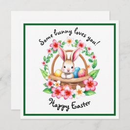 Påskhare och basket av ägg julkort