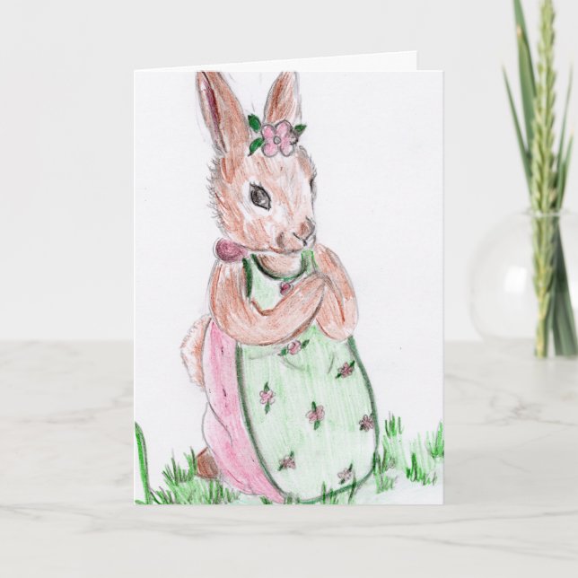 Påskhare och blommor helgkort (Framsida)