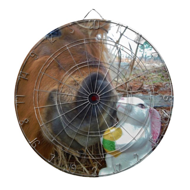 Påskhare och brun häst piltavla (Framsidan)